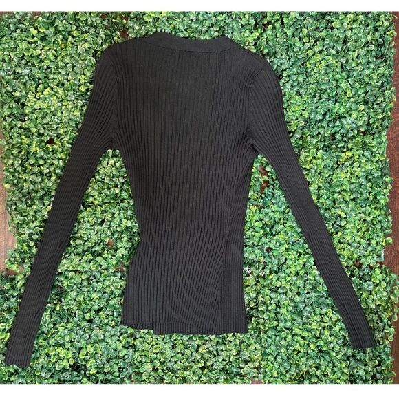 Vintage Cache Black Ribbed Longsleeve Top Size Small - Picture 4 of 5